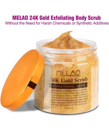 24k Gold Exfoliator Body Scrub Ultra Moisturizing Facial Scrub & Exfoliating Body Scrub With Collagen And Stem Cell Infused Collagen And Stem Cells Blackheads Acne Scars  - Buy Online on GoSupps.com