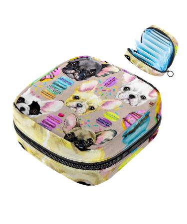Storage bags for women's bandages with French bulldog large menstrual cup pocket with zipper periodic insoles tampons for girls and women