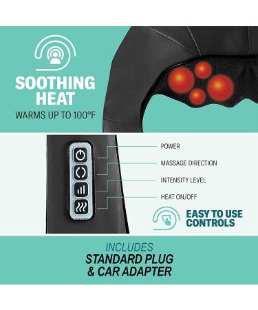 Deep Kneading Neck Massager with Heat - Shiatsu Pillow for Neck, Back, Shoulders, Feet, Legs - Muscle Relief for Home or Office Use - Buy Online on GoSupps.com