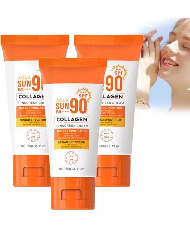 Skincare Coreen Sunscreen Face Cream Spf 90+, Skincare Coreen Sunscreen, Skin Sunscreen, Repairing Moisturizing Skin, Refreshing & Non-Sticky, Moisturizing & Anti-Aging & Body Sunscreen (3PC)