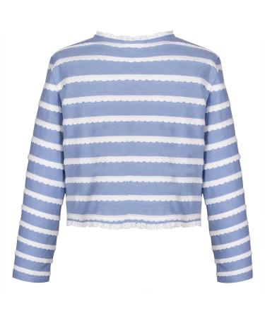 Girls Long Sleeve Knitted Cotton Bolero Shrug - BONNY BILLY Kids Clothing 8-9 Years, Blue Stripe - Buy Online on GoSupps.com