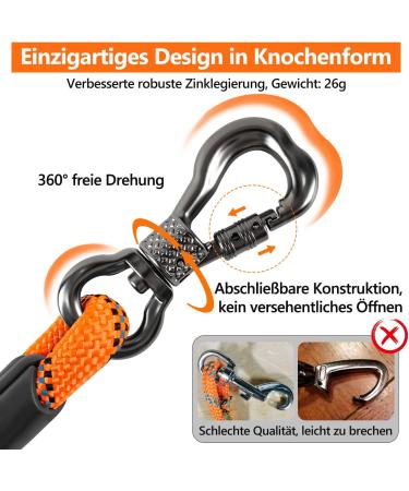 X Xben 15m Thick Dog Leash - Padded Handle & Lockable Carabiner for Small to Medium Dogs | Durable Training & Running Line in Orange - Buy Online on GoSupps.com