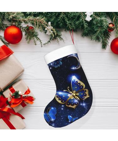 Shop Ffexs Blue Butterfly Velvet Christmas Socks - Perfect Holiday Gifts | One Size - Buy Online on GoSupps.com