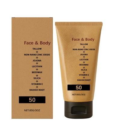G n rique Beef Tallow Sunscreen Lotion SPF 50 Non-Greasy Broad Spectrum Sunblock Cream Deep Moisturizing Skin Nourishment Sun Protection for Face and Body Lightweight Daily Use Sun Care