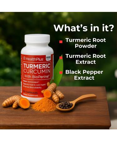 Health Plus Turmeric Curcumin 90 Capsules 30 Serving 90 Count (Pack of 1) - Buy Online on GoSupps.com