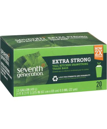Seventh Generation Drawstring Kitchen Trash Bags 13 Gallon - 20 Count Eco-Friendly - Buy Online on GoSupps.com