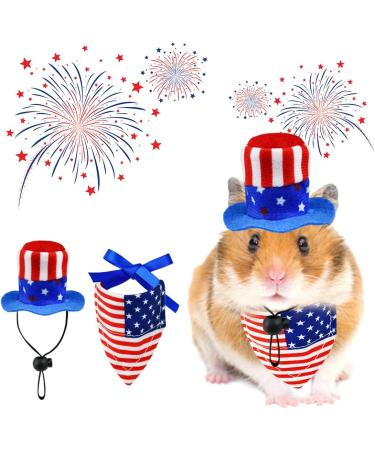 CooShou 4th of July Pet Costume Set - Uncle Sam Rabbit & American Flag Hat, Bandana for Guinea Pig, Rabbit, and Small Animals (L) - Buy Online on GoSupps.com