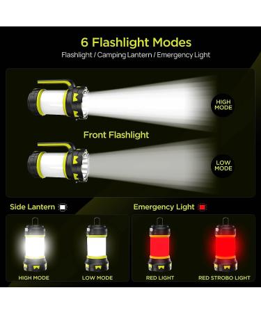 Bochaos Camping Lantern Flashlight Rechargeable, 6 Modes LED Bright Flashlight 3000mAh Power Bank, IPX4 Waterproof, Emergency Flashlight Lantern for Outdoor, Hurricane, USB Cable Included-1 Flashlight Flashlight-1 - Buy Online on GoSupps.com