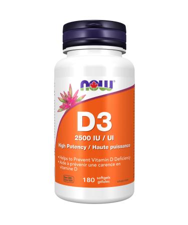 Now Foods Vit D-3 2 500 IU 180gel 0 180 count (Pack of 1)