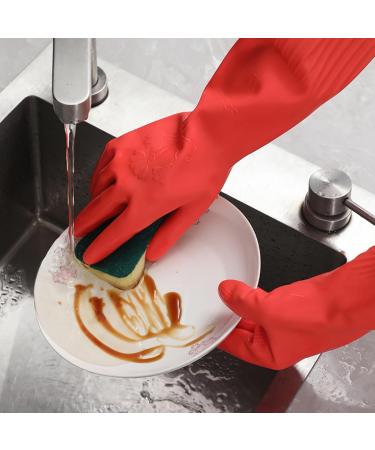 KKRAUS Reusable Cleaning Gloves 3 Pairs Long Rubber Gloves Non-Slip Kitchen Gardening Waterproof Household Gloves for Dishes and Housework (Color : Yellow A Size : Large) Large Yellow A - Buy Online on GoSupps.com