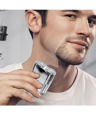 Huyath Small Beard Trimmer | Waterproof Men Electric Shaver - USB Rechargeable Quiet Automatic Beard Grooming Trimmer for Camping Business Trip Journey Silver - Buy Online on GoSupps.com