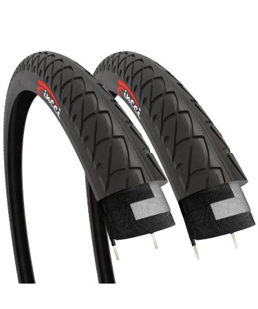 Fincci Pair of Bike Tires 26 x 2.125 Inch 54-559 Slick Foldable Tire for Cycle Road Hybrid Street Bike - 26x2.125 Bicycle Tire Pack of 2