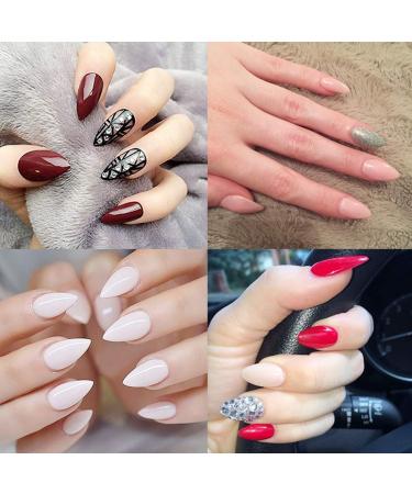 600PCS Transparent Stiletto False Nails - Short Artificial Acrylic Nail Set for DIY Nail Art - Buy Online on GoSupps.com