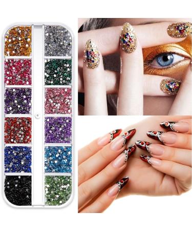 Crystal Nail Art Gems Kit - 4 Boxes Multicolor Rhinestones, Studs, and Diamonds with Tools for Nail Art Decoration - DIY Crafts Supply - Buy Online on GoSupps.com