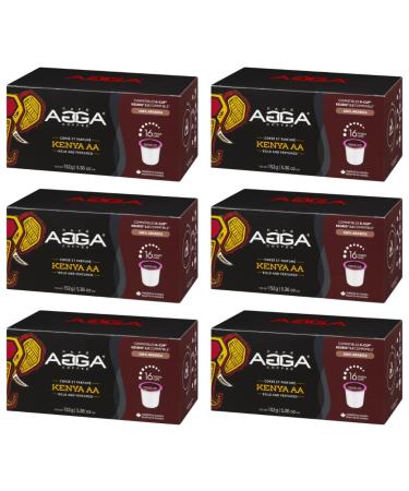 Caf Agga - Kenya AA Coffee Pods - Dark Roast Espresso - 100% Arabica - Recyclable - Keurig & K-Cup Compatible Capsules - 6 Boxes of 16 Pods(96 Pods)