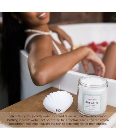 LA SALT CO Breathe Aromatherapy Bath Salt Soak | Epsom & Dead Sea Salt, Peppermint & Eucalyptus Oils | Natural Therapeutic Relief - 14 oz - Buy Online on GoSupps.com