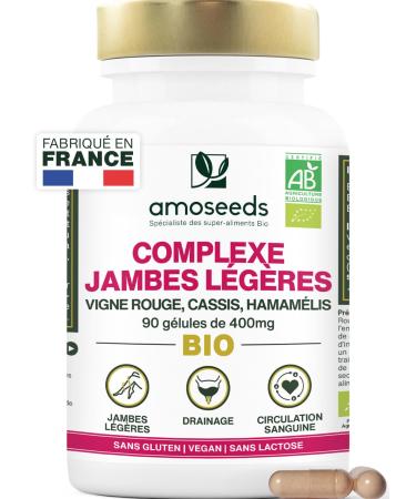 Organic Light Legs | Blood Circulation Drainage Elimination | Red Vine Blackcurrant Witch Hazel | 90 Capsules of 400mg | Top Quality