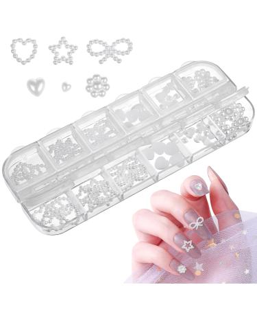 minkissy 1 Box Nail Decoration Lapidary Supplies Manicure Decor Nail Art Decoration Nail Charms Nail Art Supplies Nail Art Charms Nail Art Accessories Ornament Pearl False Nails White Flat