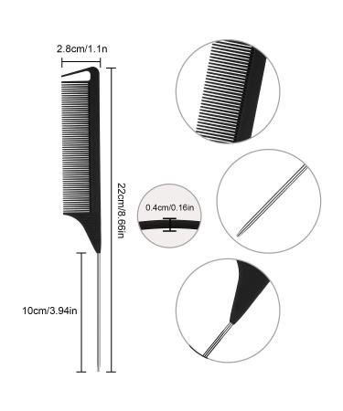 12-Piece Braiding & Styling Comb Set with Stainless Steel Pintail - Black Pink - Buy Online on GoSupps.com