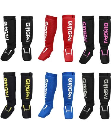 Combat Sports Washable MMA Shin & Instep Guards - Premium Leg Protective Gear for Wrestling, Sparring, Muay Thai, Kickboxing & Karate - Black Pink, Medium - Buy Online on GoSupps.com