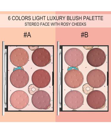 KAYNEST 6 Colors Matte Blush Palette with Marble Makeup Brush - Rose Pink Light-Luxury Contour & Highlight Face Palette (#B) - Buy Online on GoSupps.com