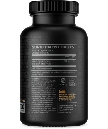 HOSSTILE PurCaf Organic Caffeine Capsules Natural Energy Supplement No Crash or Jitters Pre Workout Focus & Energy 200mg Per Serving 100 Pills - Buy Online on GoSupps.com