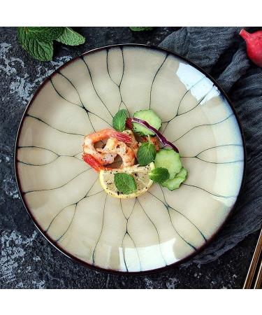 Dinnerware Set Kitchen and Dining Creative Ceramic Plate Steak Dinner Plate Flat Plate Fruit Salad Ramen Dish Japanese Restaurant Cutlery Home Round Dishes Euro Ceramic
