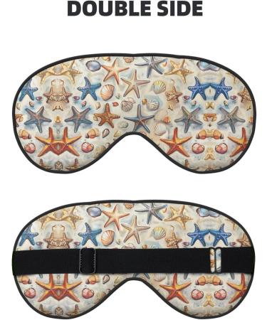 Starfish & Seashell Eye Mask - Unisex Soft Travel Sleep Shade for Yoga & Shift Work - Buy Online on GoSupps.com
