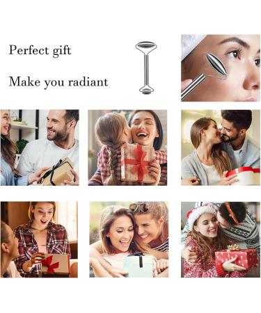 100% Authentic Stainless Steel Face Roller - Metal Massager for Face Neck & Eyes | Reduces Puffiness - Light Gray - Buy Online on GoSupps.com