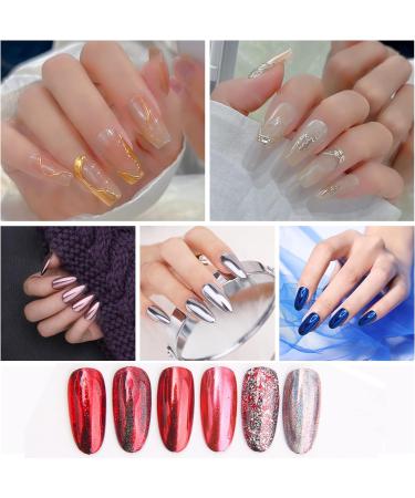 Chrome Nail Powder 6 Boxes - Aurora Magic Mirror Effect Holographic Glitter Sequins for DIY Nail Art - Gold - Buy Online on GoSupps.com