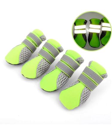Zunea Paw Protection Dog Boots - Summer Slide-Resistant Shoes for Small Dogs | Adjustable Reflective Soft & Breathable Mesh | 4 Pack Green - Buy Online on GoSupps.com