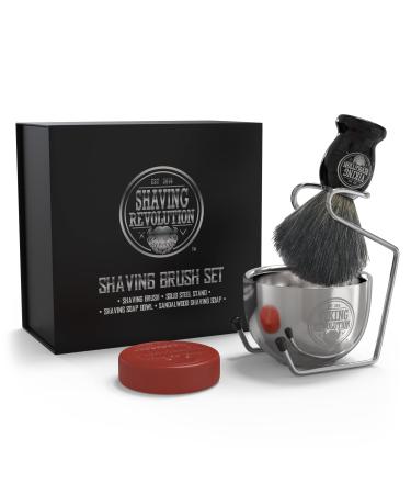 Luxury Shaving Brush Set - Shaving Kit for Men Includes Badger Hair Shaving Brush, Shaving Soap, Stainless Steel Shaving Bowl, Safety Stand