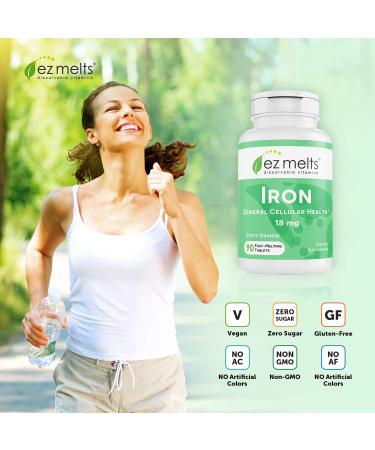 EZ Melts Iron 18mg Sublingual Vitamins Vegan, Zero Sugar, Natural Orange Flavor | 90 Fast Dissolve Tablets - Buy Online on GoSupps.com