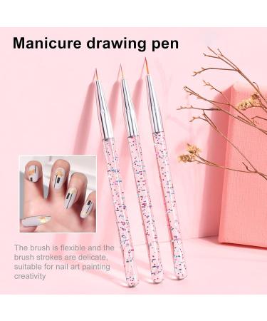 3Pcs/Set Colorful Nail Painting Pen Colorful Surface Ergonomics Handle Ultra Thin Flower Design Stripes Lines Liner DIY Drawing Pen for Manicure Glitters Diy Nail Art Decoration - Buy Online on GoSupps.com