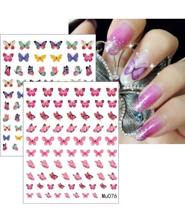JMEOWIO 9 Sheets Spring Butterfly Nail Art Stickers Decals Self-Adhesive Summer Flower Floral Nail Supplies Nail Art Design Decoration Accessories - Buy Online on GoSupps.com