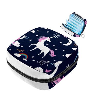 Storage bags for women's bandages cute unicorn portable menstrual pad bag panty lores tampons women's bandages storage holder for women school office multi-colored 03