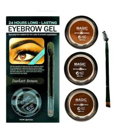 Magic Waterproof Eyebrow Gel + Brush - 24 Hour Smudge-Proof Formula in Darkest Brown - Buy Online on GoSupps.com