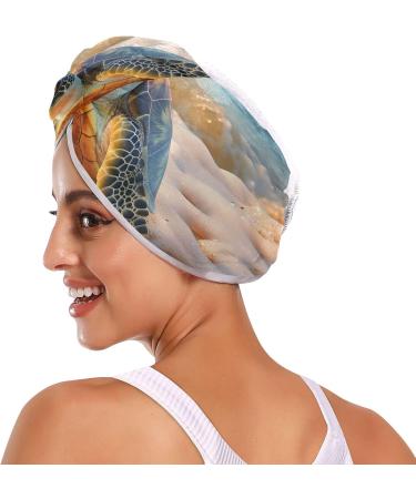 Super Absorbent Tortoise Hair Towel 2 Pack - Quick Dry Hair Turbans with Button Wrap for Women & Girls | International Shipping - Buy Online on GoSupps.com