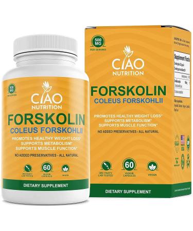Ciao Nutrition Forskolin Supplement - Metabolism Booster and Appetite Suppressant - 500mg 60 Capsules - Buy Online on GoSupps.com