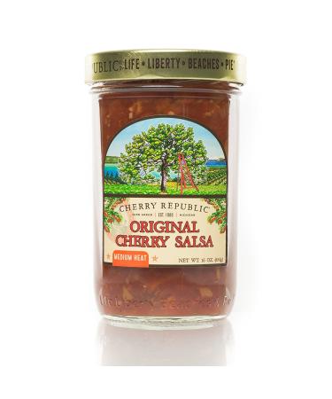 Cherry Republic Original Cherry Salsa - Medium Heat Salsa Mix with Authentic Michigan Cherries - Sweet & Spicy Fruit Salsa - Works Great as a Recipe Ingredient & Dip - 16 Ounces Original Cherry 1 Pound (Pack of 1)
