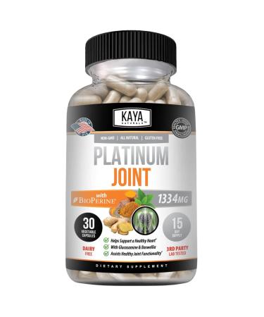 Kaya Naturals Platinum Mobility Turmeric - Bioperine Glucosamine Turmeric with Boswellia Healthy Natural Mobility Support Turmeric Curcumin 1334mg - 30 Capsules 60 Count (Pack of 1)