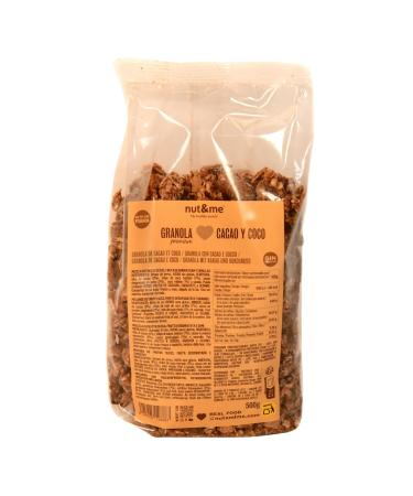 Granola cacao et noix de coco 500 gr nut&me | Sans sucres ajout s sans lactose | Ingr dients naturels | Sans additifs | Sans OGM | Vegan | Granola cacao et noix de coco 500 g (Lot de 1)