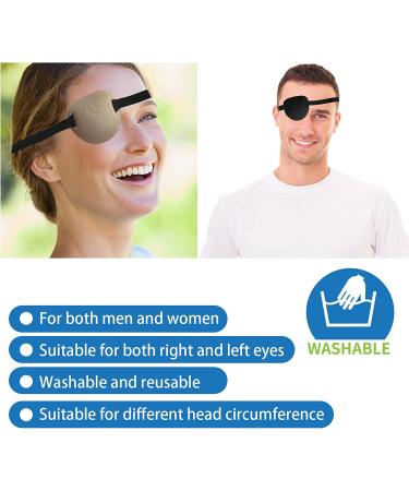 RIKEYO 4 pcs 3D Adjustable Eye Patches for Adults and Kids - Right or Left Eye, Medical Grade, Soft Lazy Eye Path - Pirate Costume - Black/Green/Skin Color - Buy Online on GoSupps.com