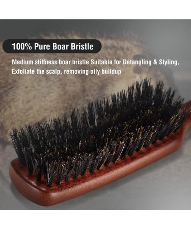BRUSHZOO 100% Boar Bristle Hair Brush for Men - Beech Handle Hairbrush for Thin Fine Normal Hair & Beard - Buy Online on GoSupps.com