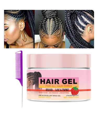 Curly Hair Gel,Hair Braiding Gel,Edge Control Braid Styling Gel for Curly, Frizzy, Kinky and Flyaway Hair,Extra Hold,For Braiding,Twisting,Smooth Edges (100g,1PC)