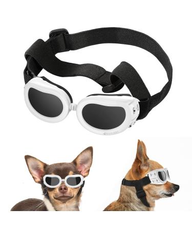Lewondr sunglasses for dogs UV safety glasses dogs windproof & anti -fitting glasses & waterproof dog glasses with adjustable rubber band for small dogs - white - Buy Online on GoSupps.com
