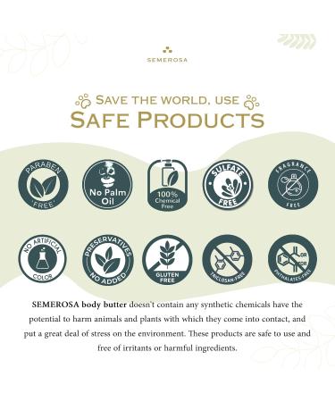 SEMEROSA 100% Natural Vegan Body Butter - Handmade Cocoa Shea Mango & Coconut Oils for Soft Blemish-Free Skin - 1.8 OZ - All Skin Types - Buy Online on GoSupps.com
