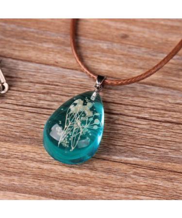 Qiuday Women's Teardrop Pendant Necklace - 45 cm Glowing Dried Flower Charm Jewelry with Leather Chain - Buy Online on GoSupps.com
