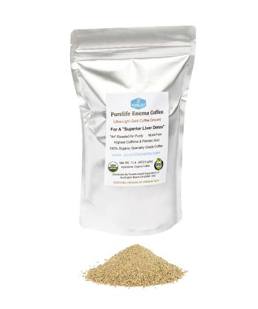 Purelife Enema Coffee - Organic Ultra LIght Gold Air Roast - Mold & Fungus Free Specialty Grade -1 Lb - Pre-Ground Green Beans - High Potency - Ships Fresh