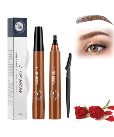 Istorels Brow Pen Istorels Magical Precise Waterproof Brow Pen 4 Tip Microblade Brow Pen Long Lasting Waterproof and Smudge-Proof Natural Eyebrow Makeup (1pcs-LIGHT BROWN)